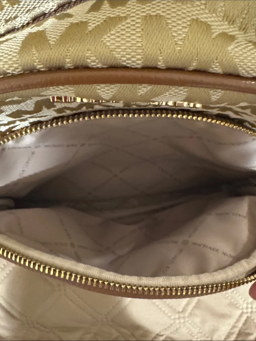 Michael Kors Beige and Brown MK Logo Mini Backpack